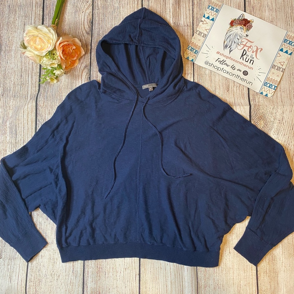 Vince Cropped Hooded Dolman Pullover
